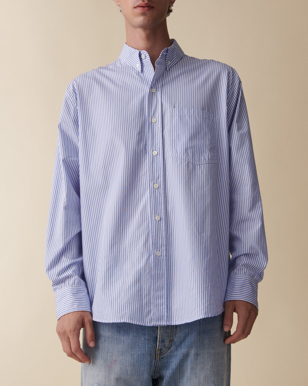 Theo White Blue Striped