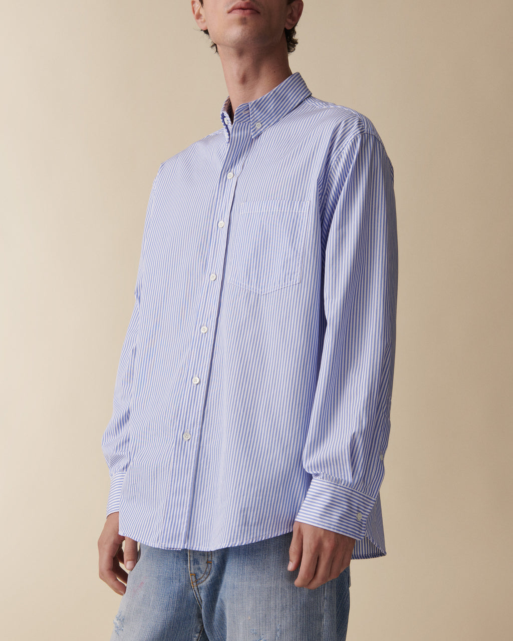 Theo White Blue Striped