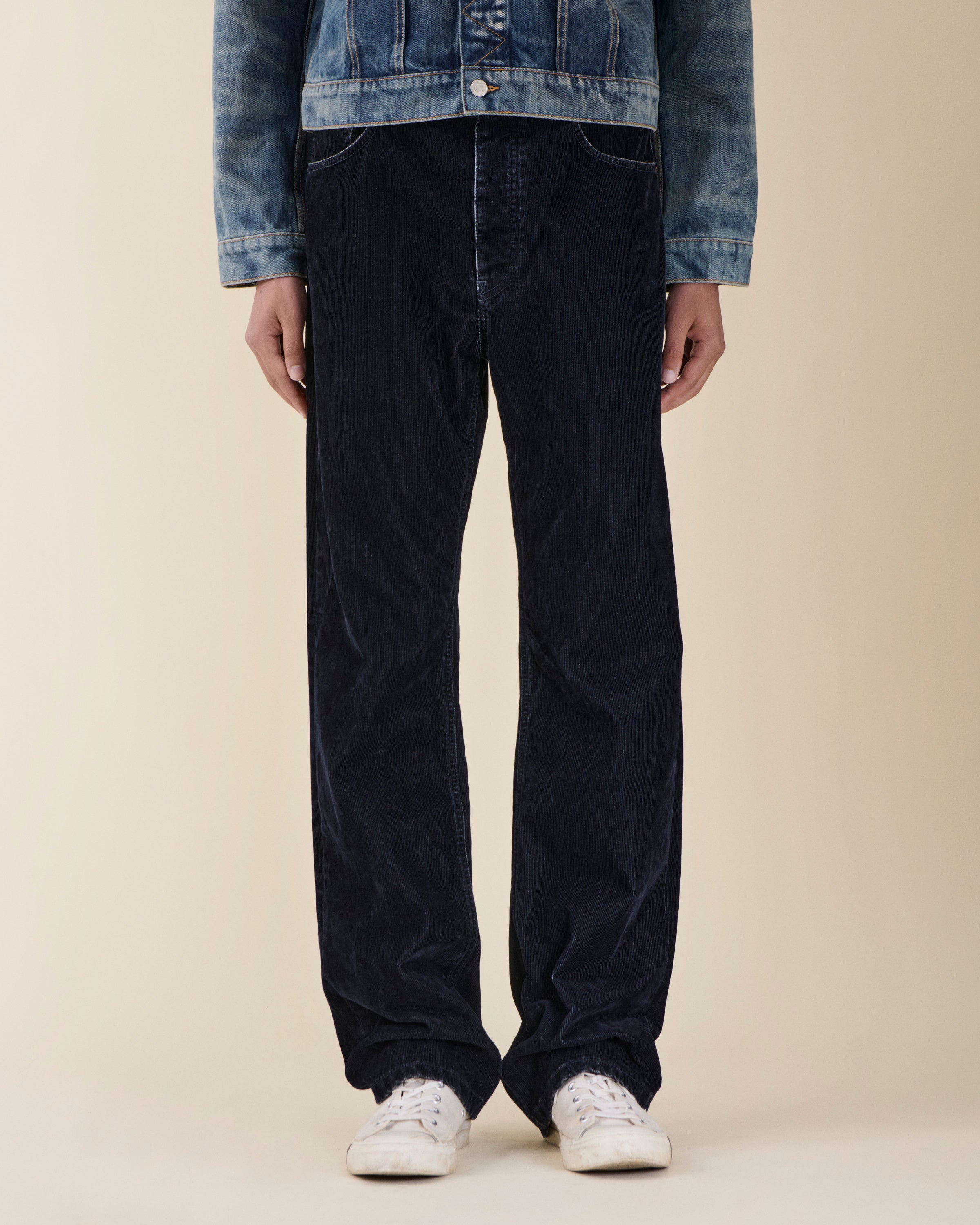 Vega Blue Flock Corduroy