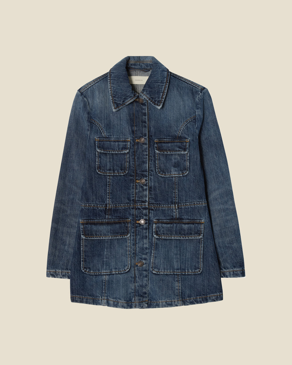 Agnes Dark Blue Righe flat (beige background)