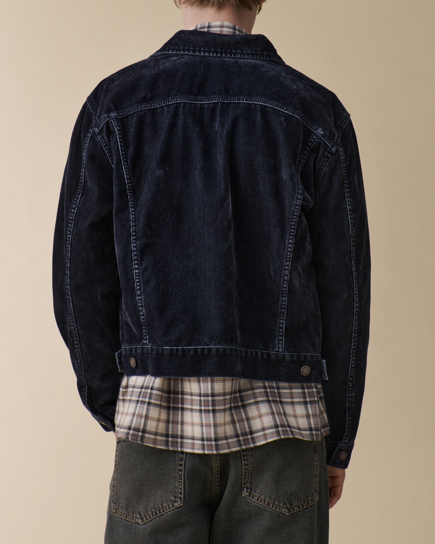 Alex Blue Grey Flock Corduroy
