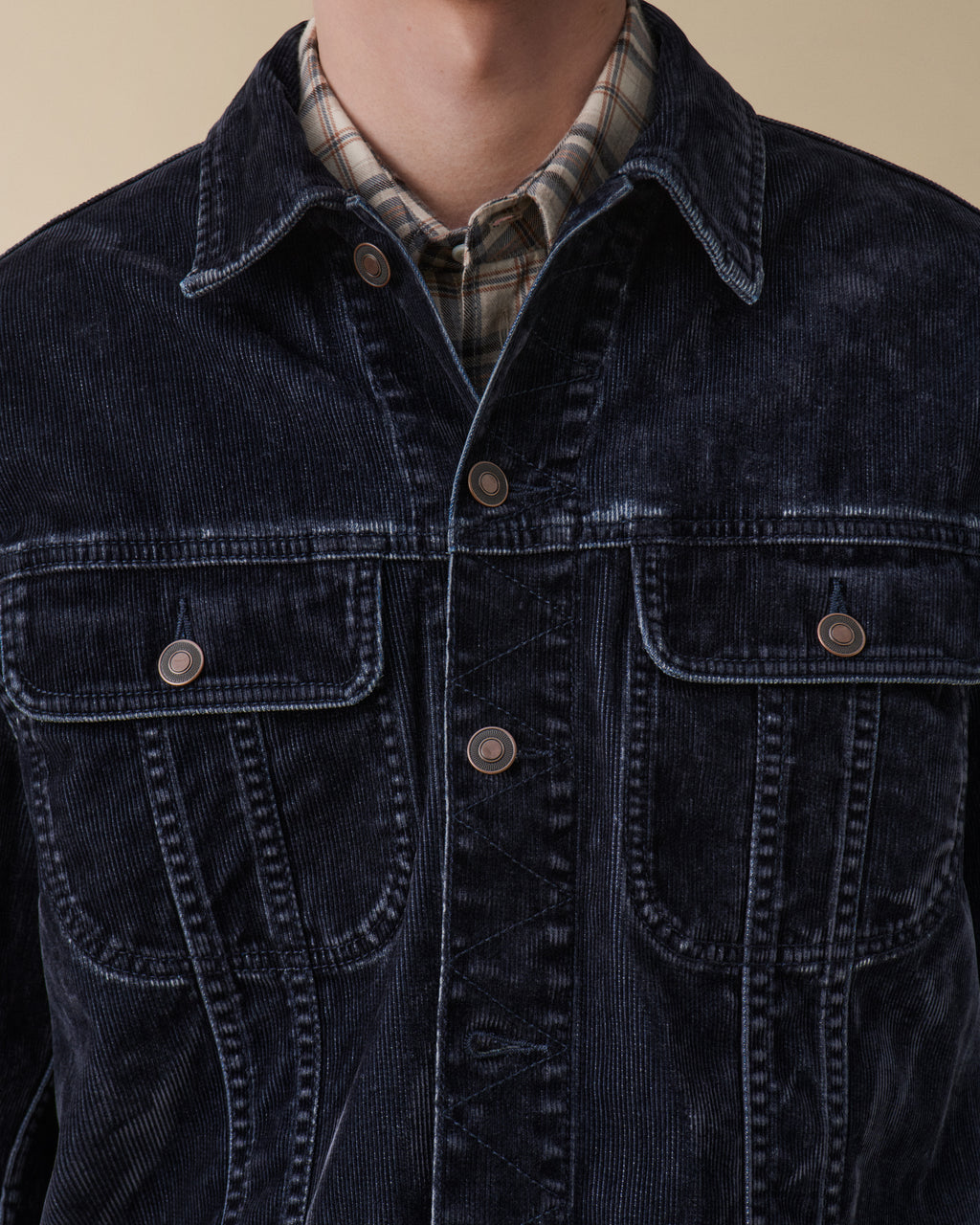 Alex Blue Grey Flock Corduroy