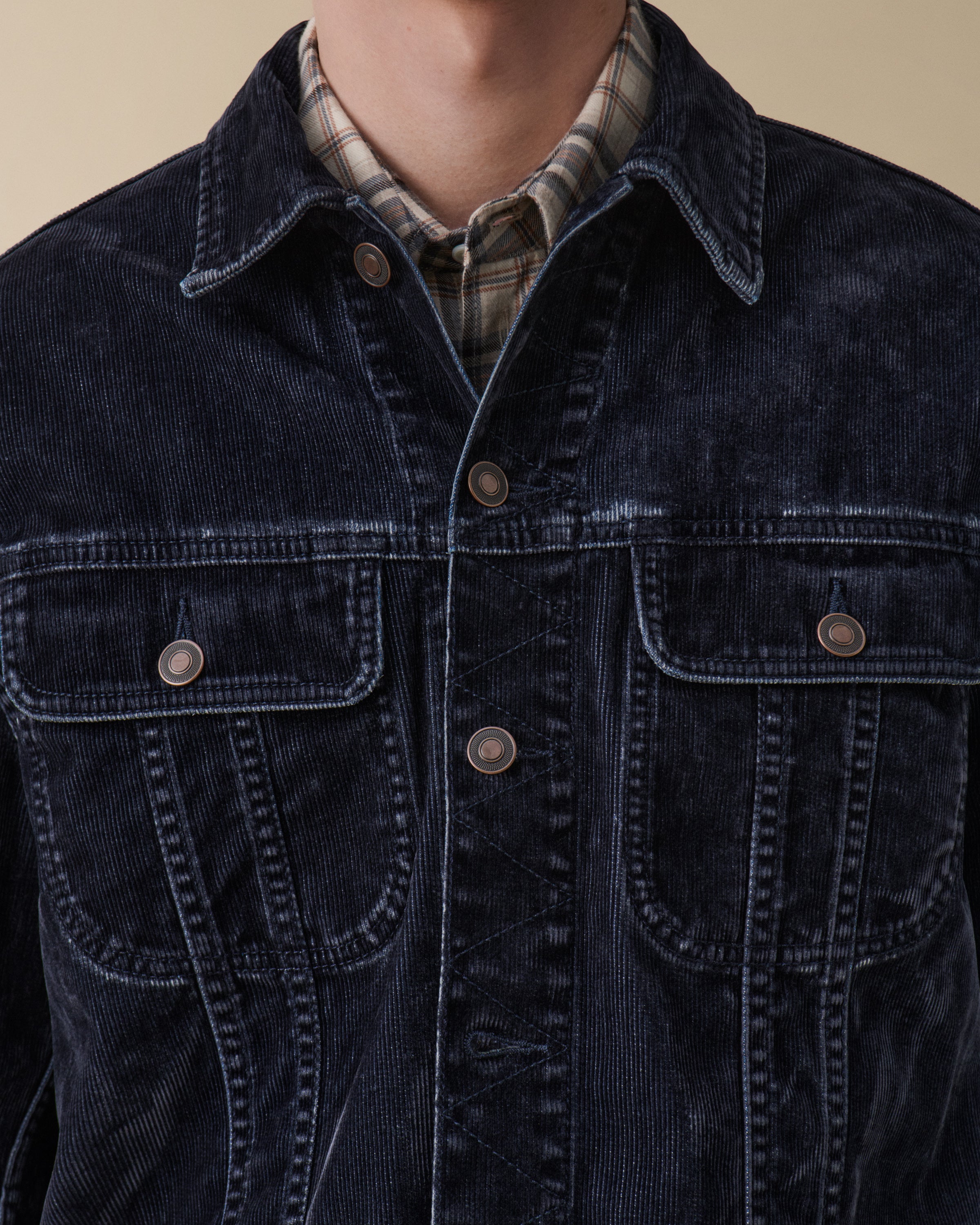 Alex Blue Grey Flock Corduroy