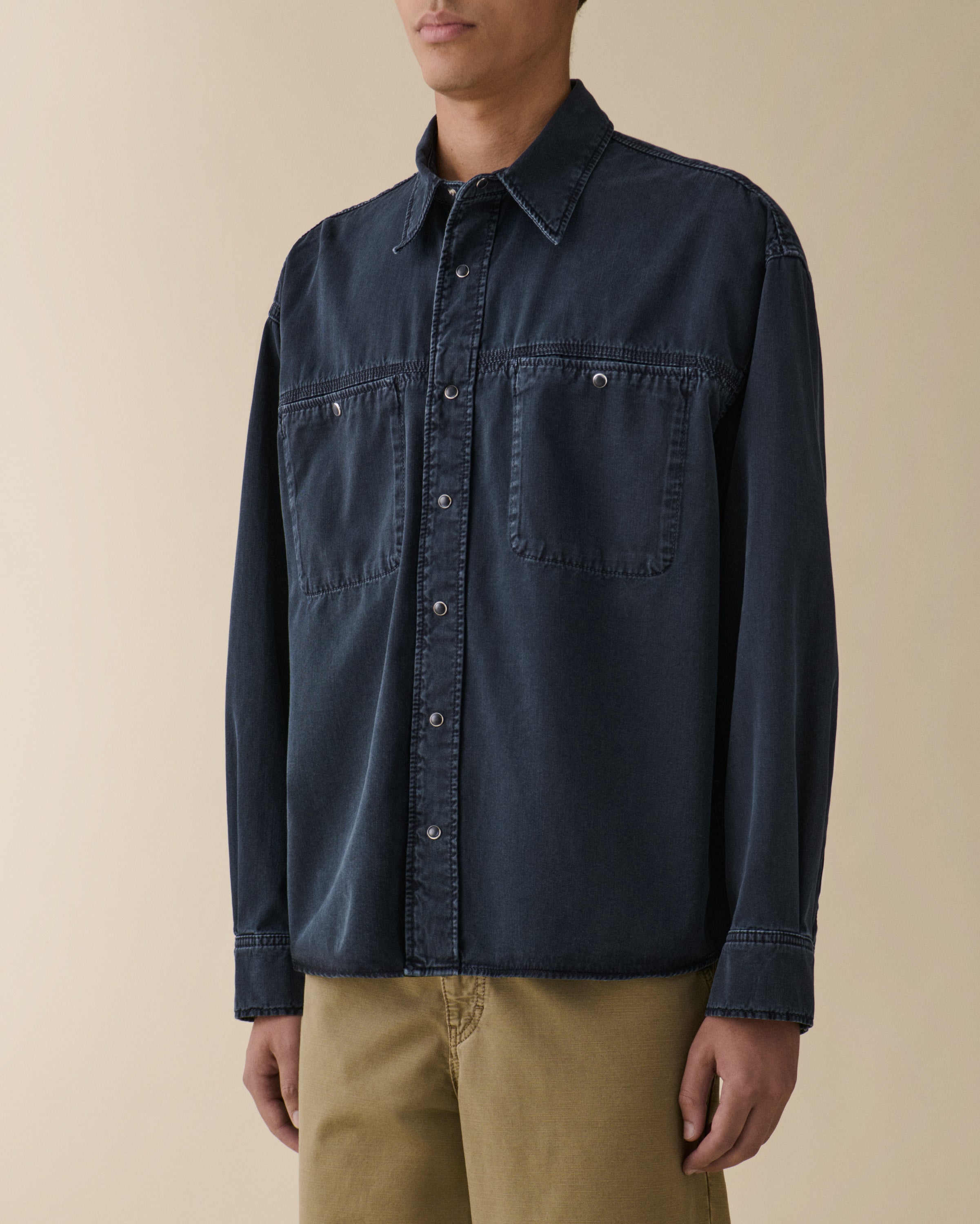 Men's André Worker Shirt Blue Black - Jeanerica