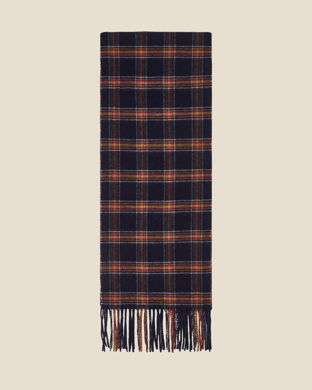 Charlie Scarf Navy flat (beige background)