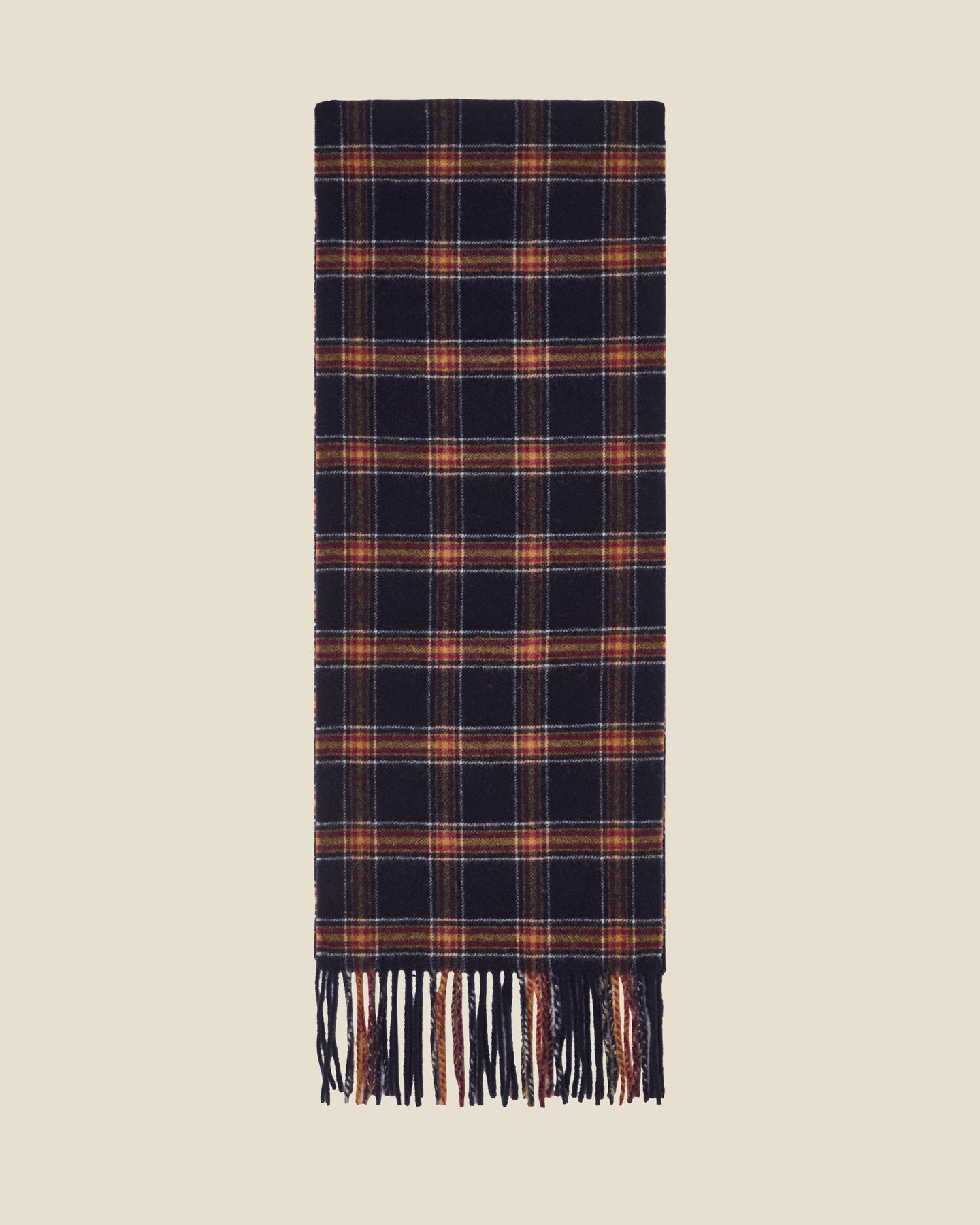 Charlie Scarf Navy flat (beige background)