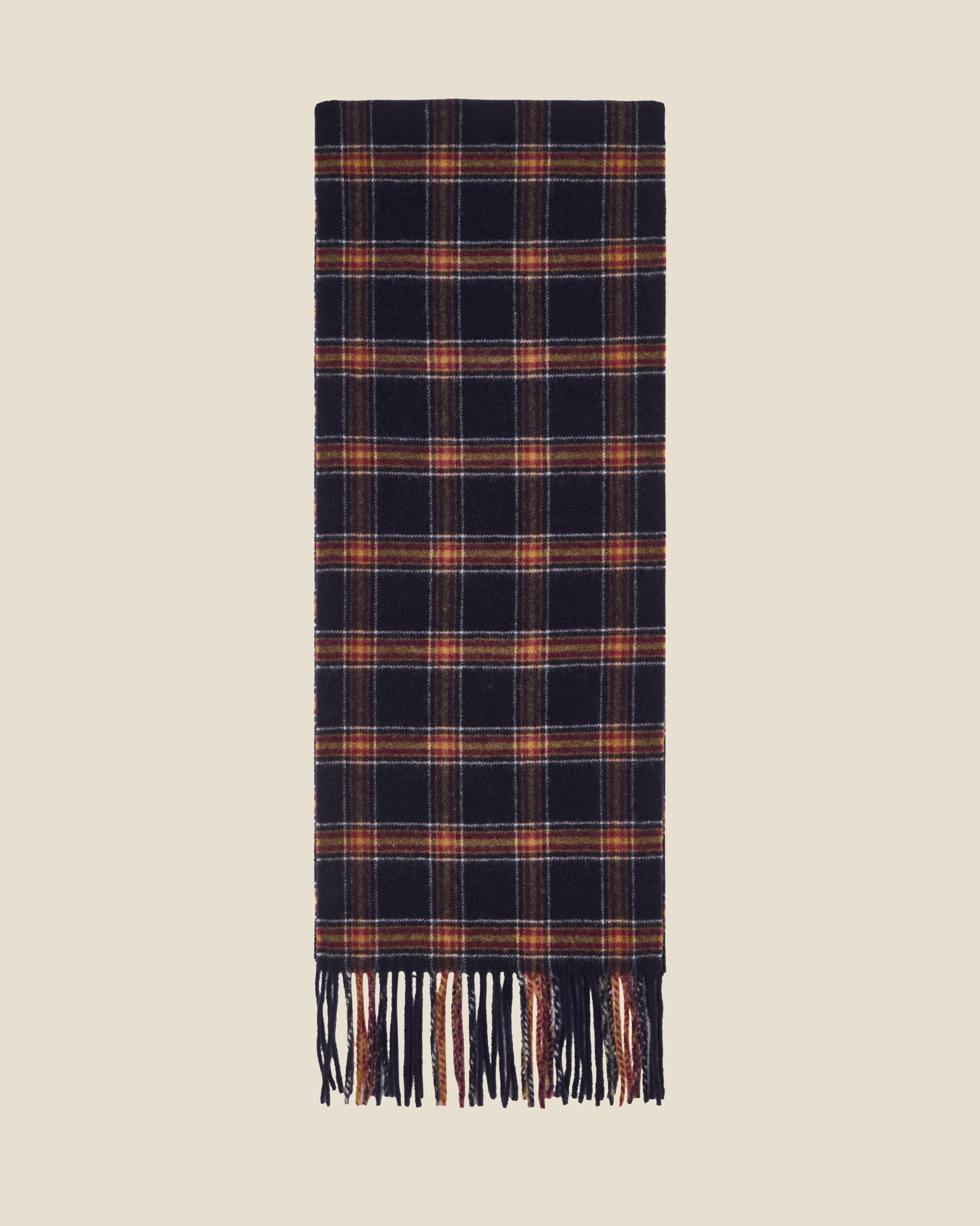 Charlie Scarf Navy flat (beige background)