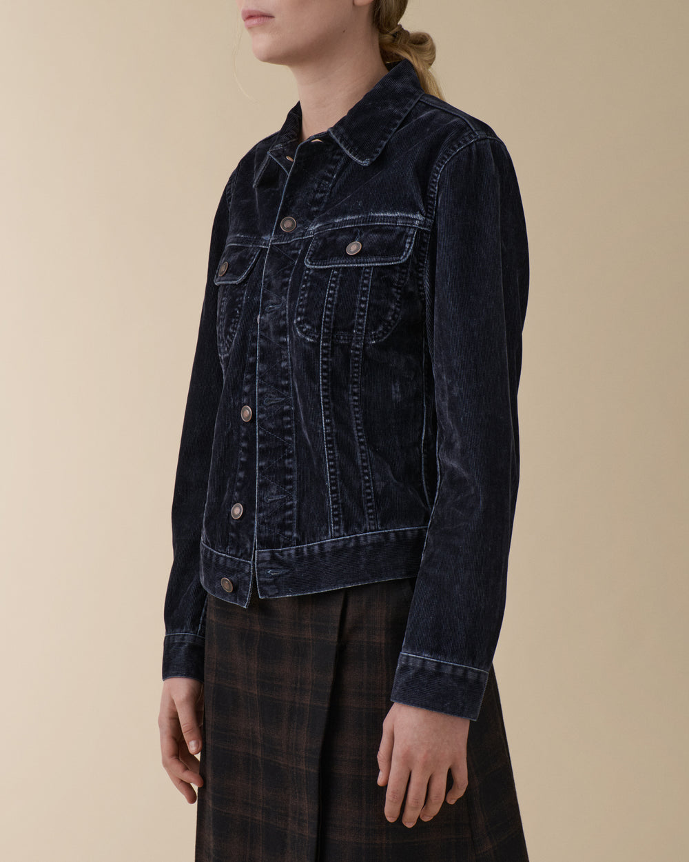 Elsa Blue Grey Flock Corduroy