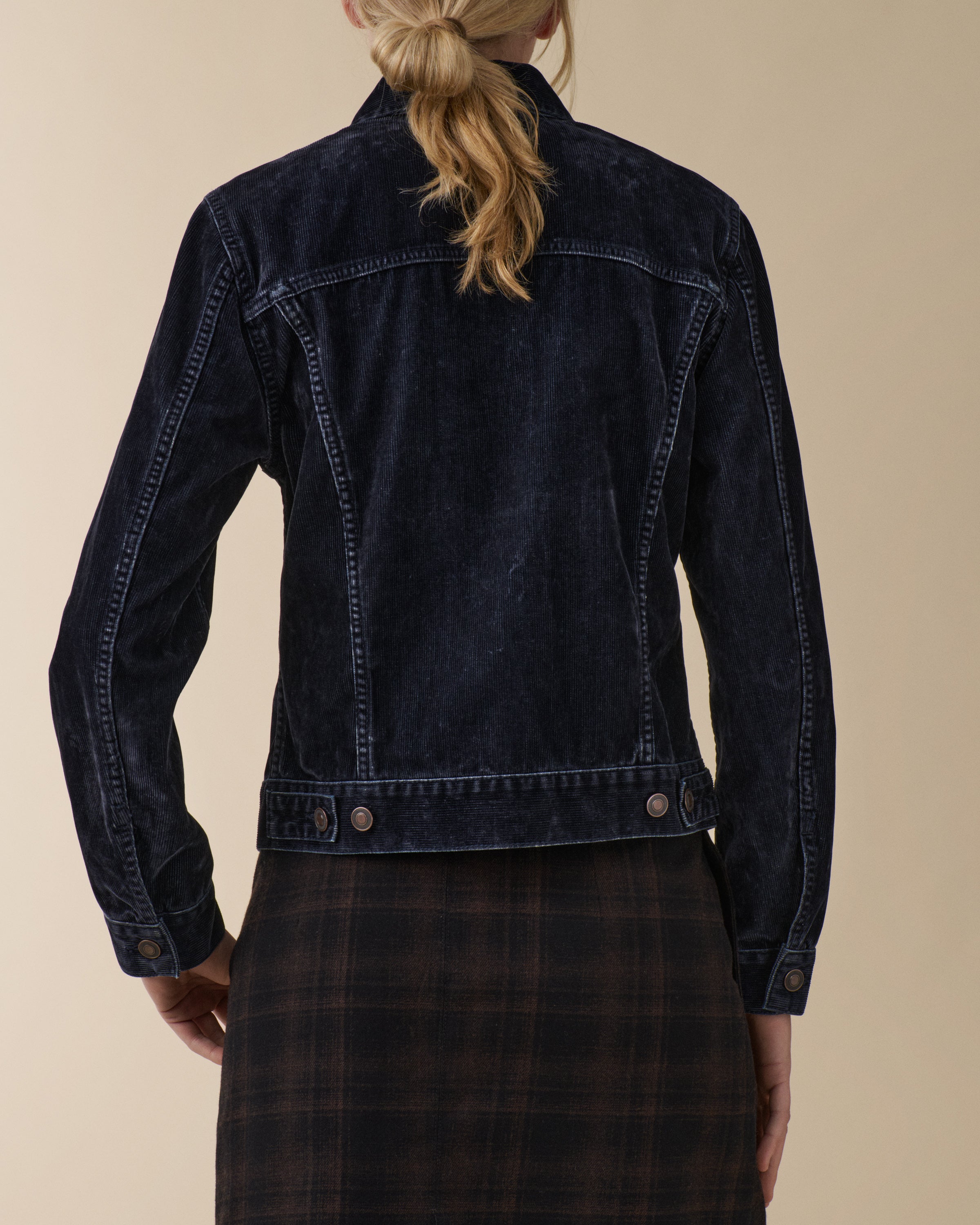 Elsa Blue Grey Flock Corduroy