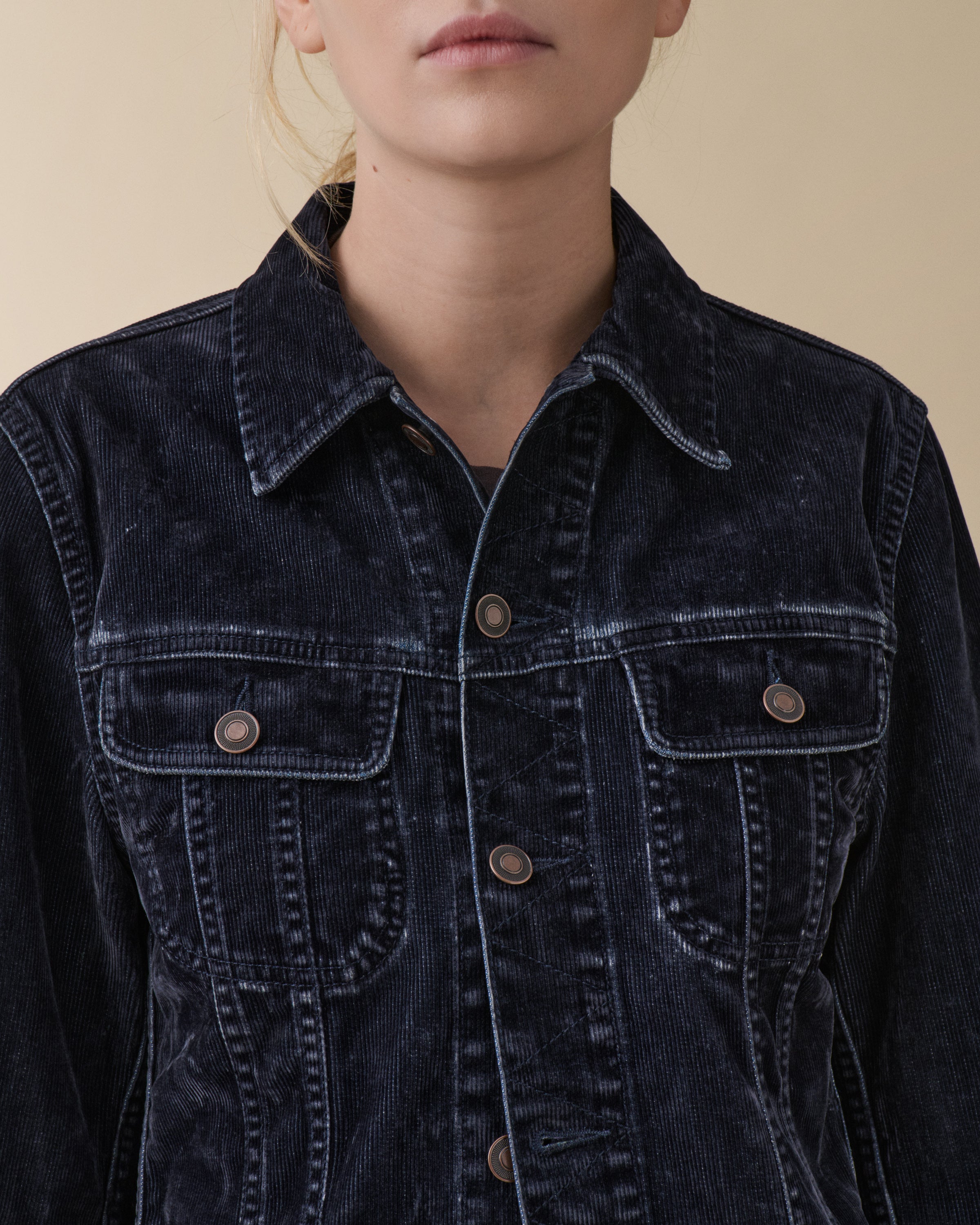 Elsa Blue Grey Flock Corduroy