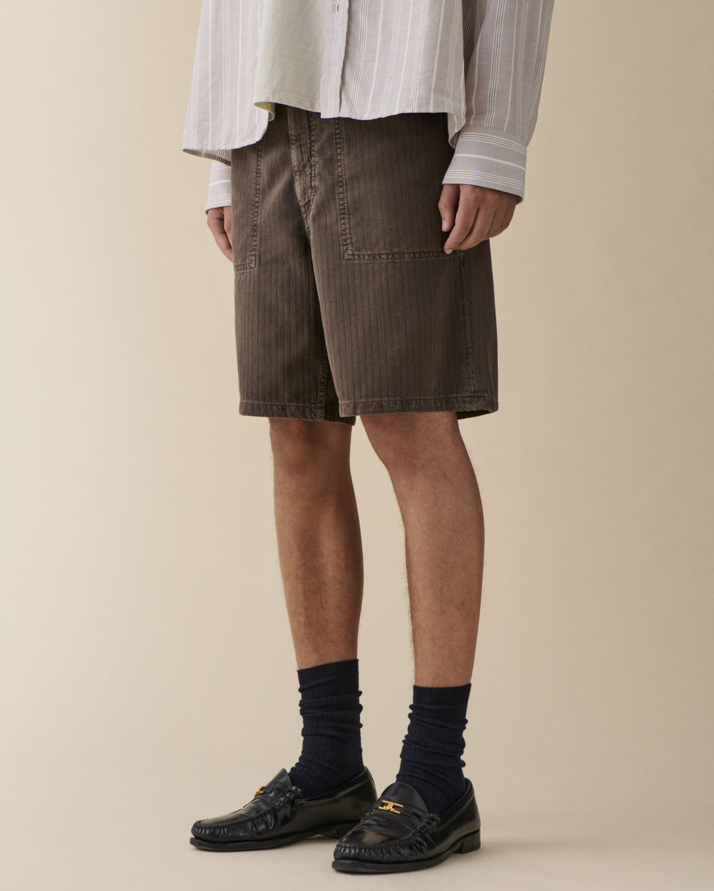 Genua Worker Chino Shorts Chevron Brown