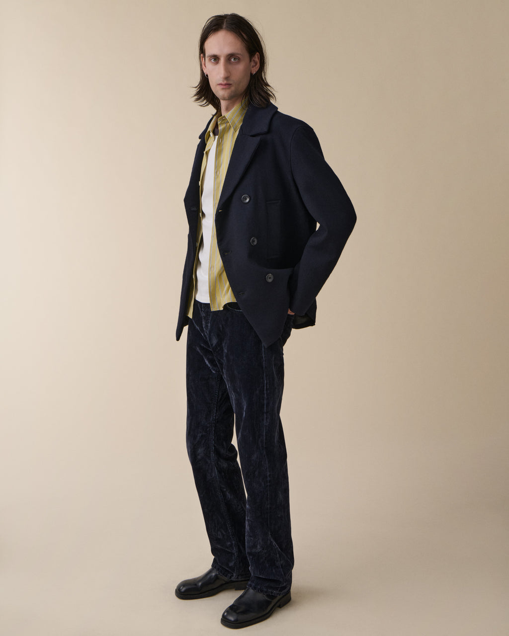 Arrow Blue Grey Flock Corduroy