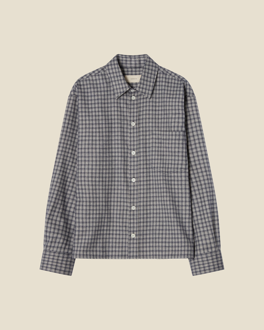 Juan Blue Flannel Check flat (beige background)