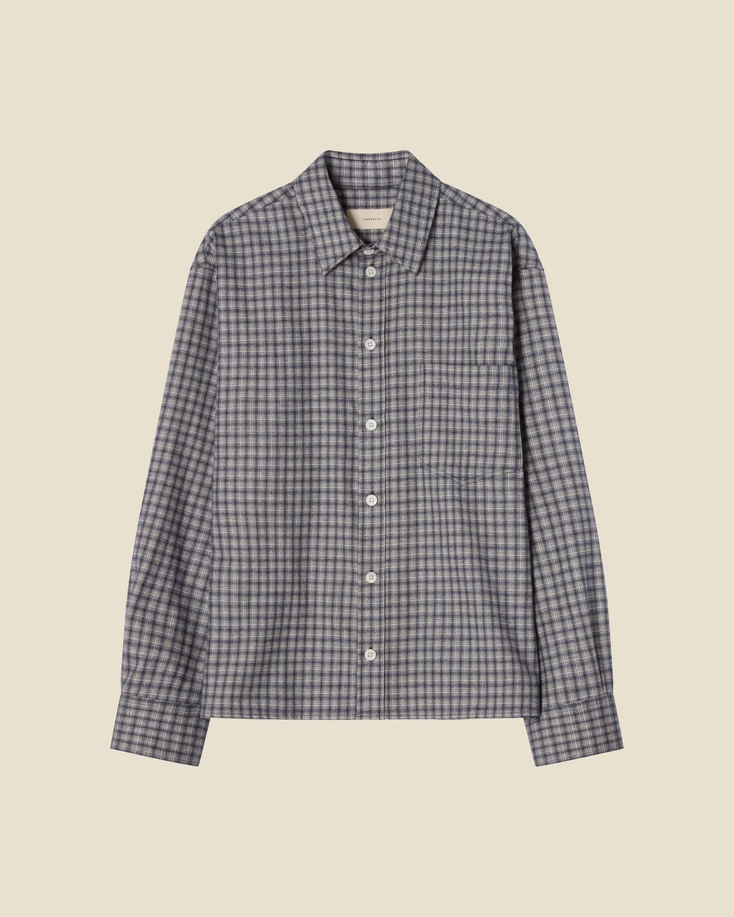 Juan Blue Flannel Check flat (beige background)