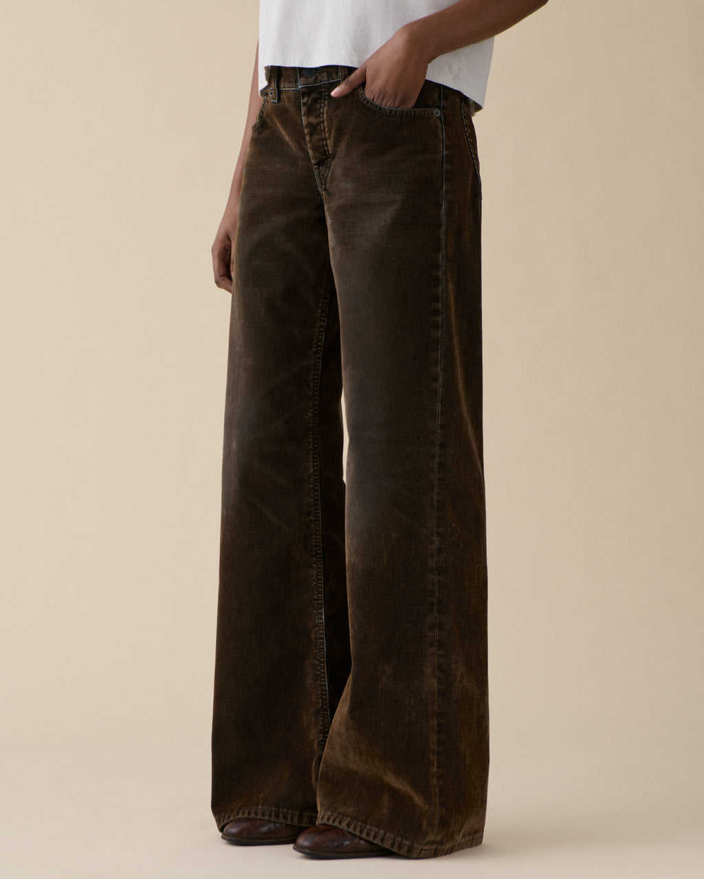 Kyoto Brown Flock Corduroy Usata