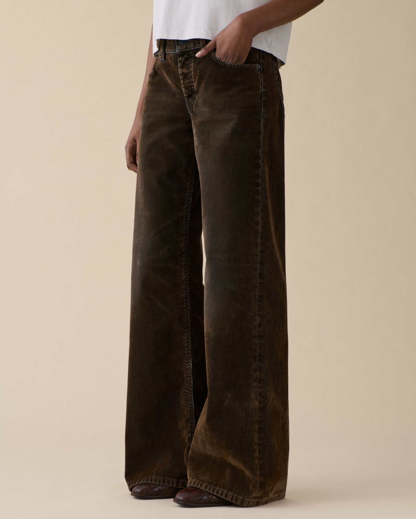 Kyoto Brown Flock Corduroy Usata