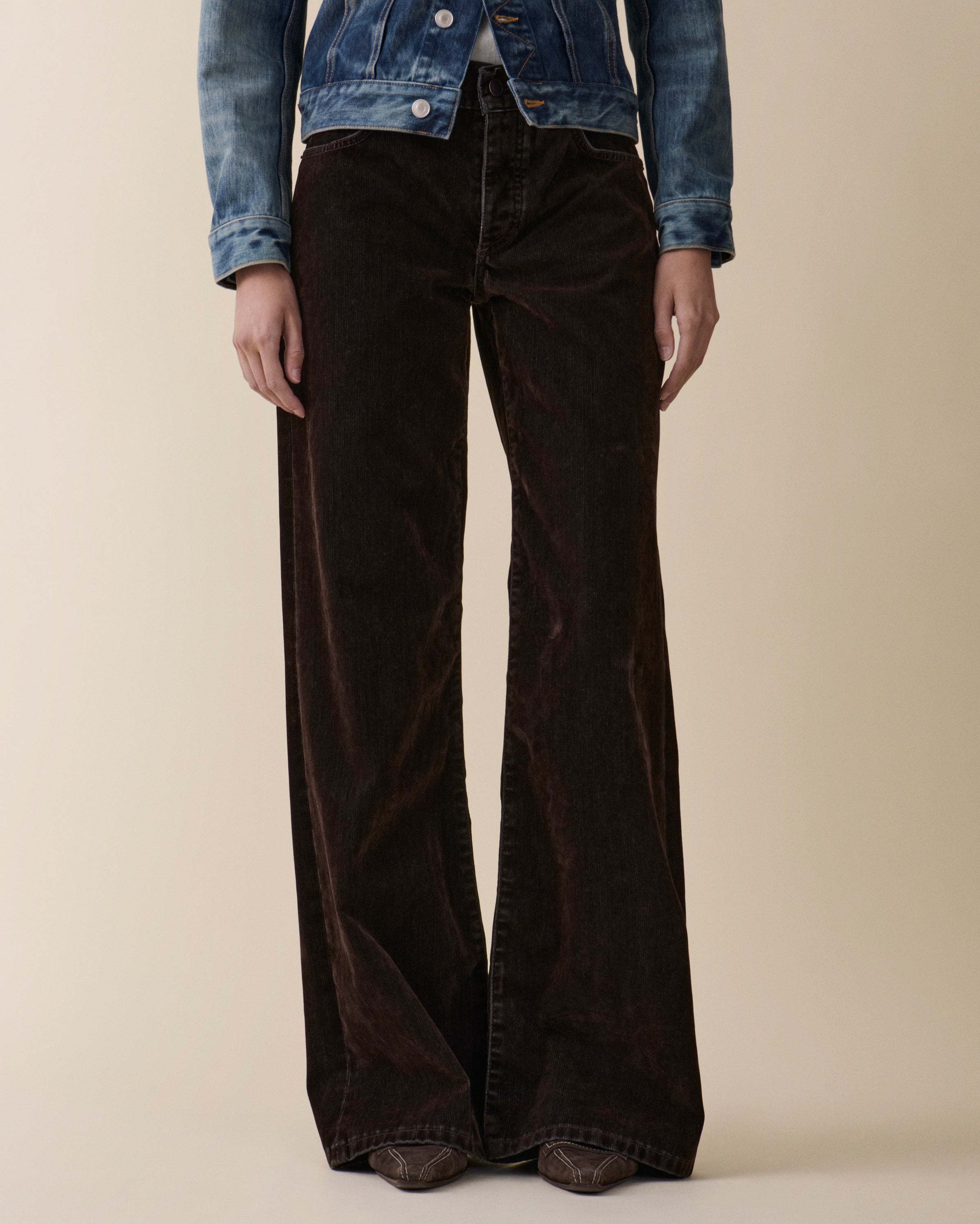 Kyoto Brown Flock Corduroy Women's Jeans - Jeanerica