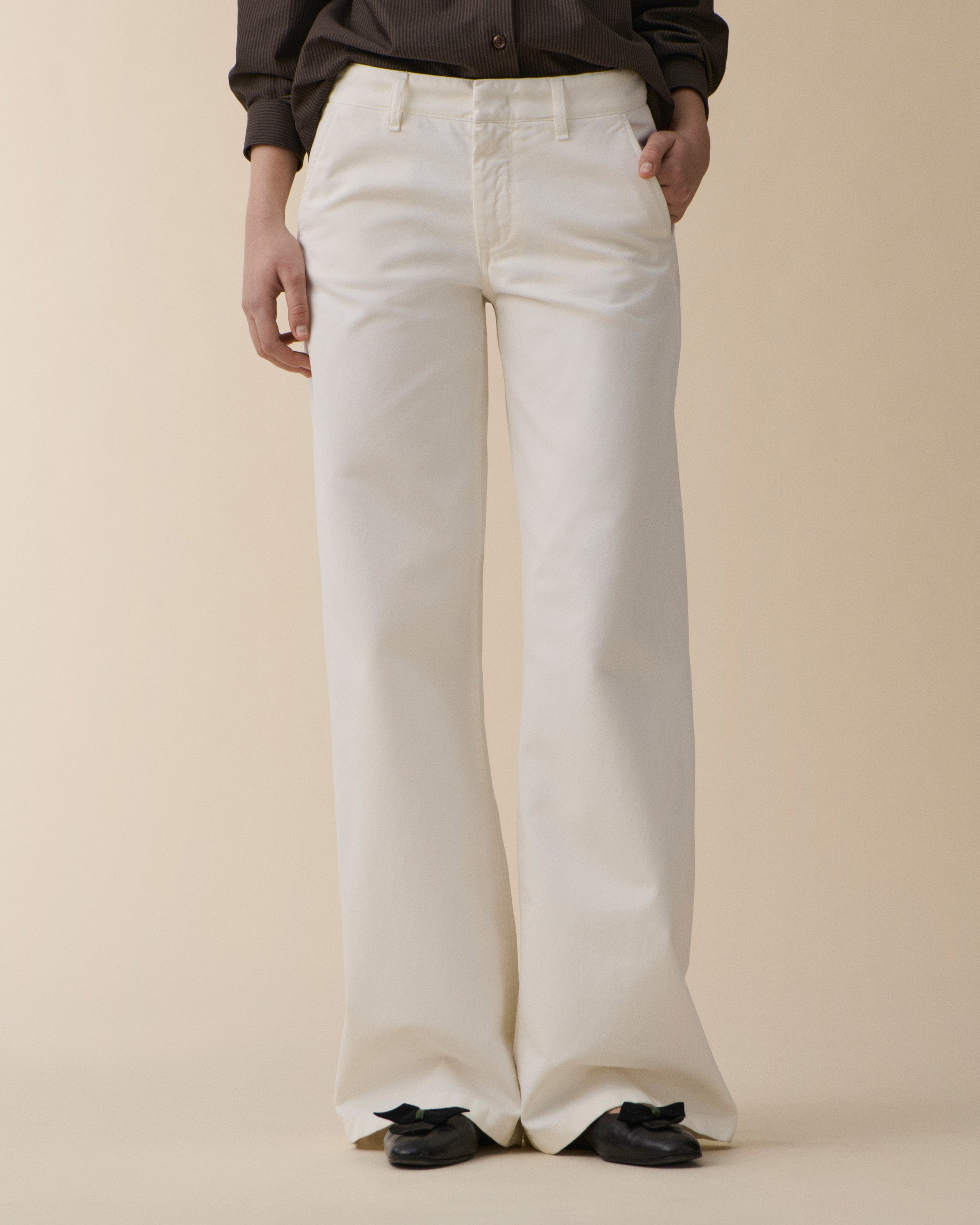 oll kyoto  trousers パンツ ホワイト エクリュ Women's Kyoto Chino Natural White - Jeanerica