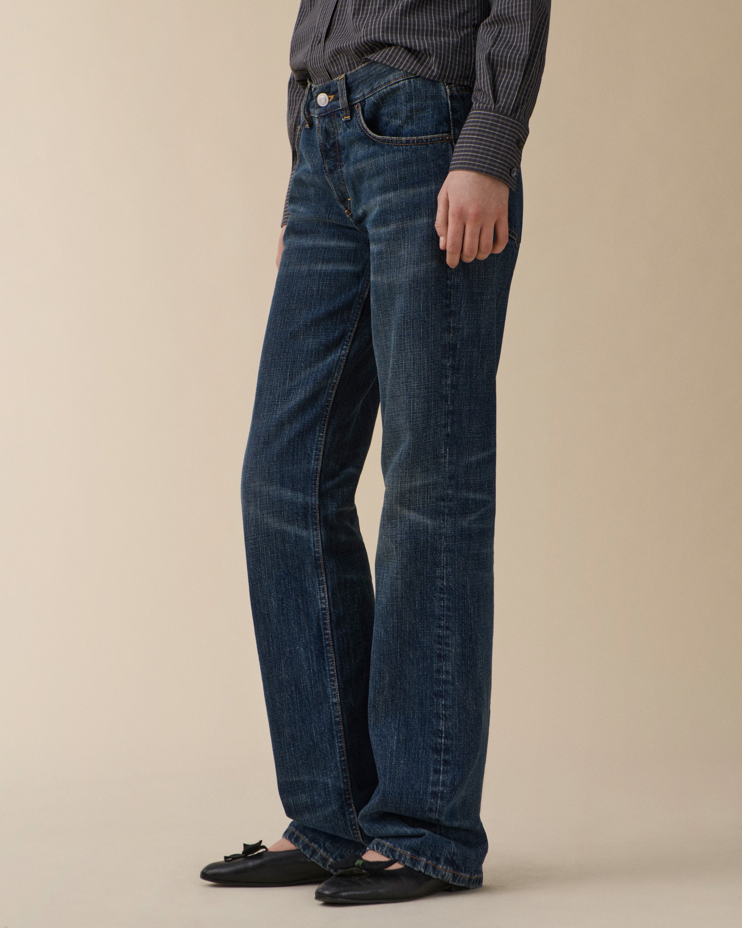 Women's Kyoto Droit Jeans Dark Blue Righe - Jeanerica