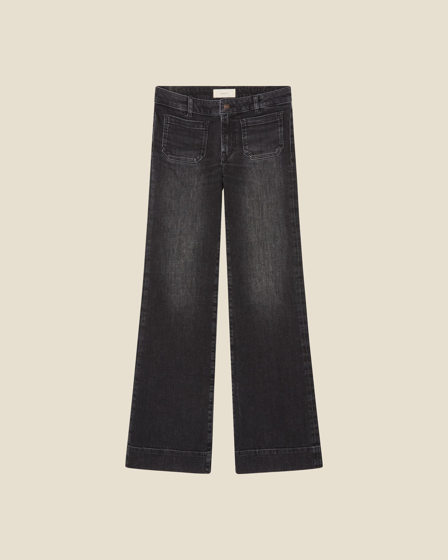 St Monica Low Washed Black flat (beige background)