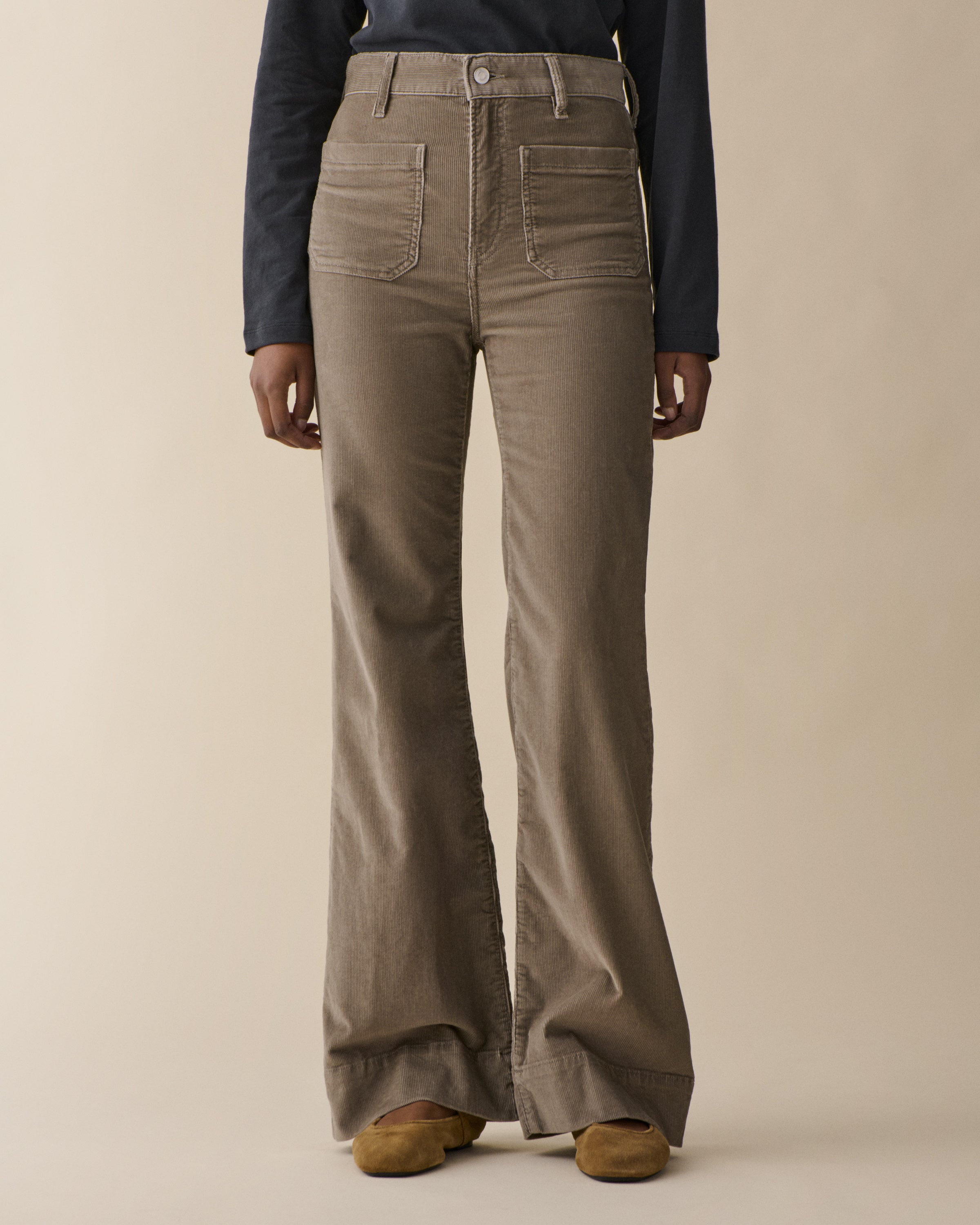Women's St Monica Grey Corduroy Bootcut Jeans - Jeanerica